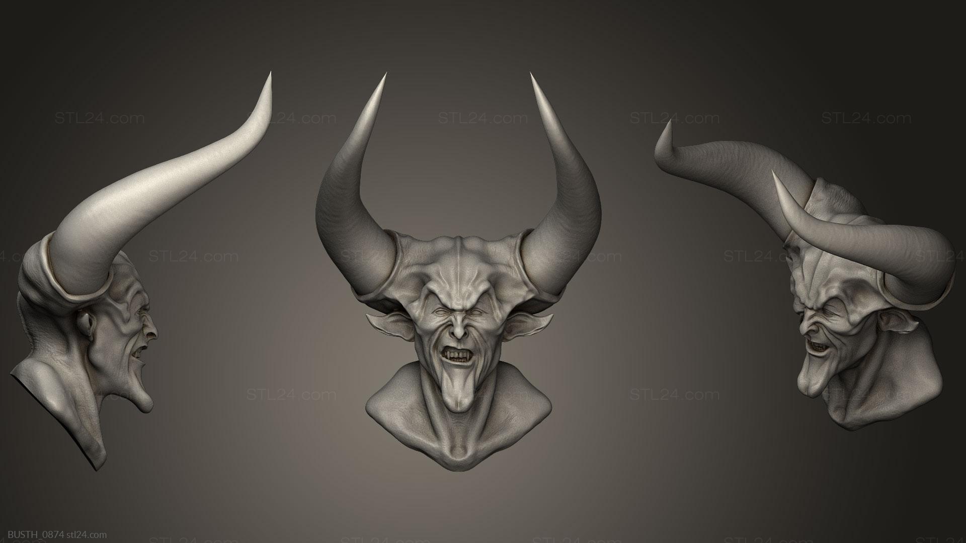 Бюсты монстры и герои (Дьявол Тьмы, BUSTH_0874) 3D модель для ЧПУ станка